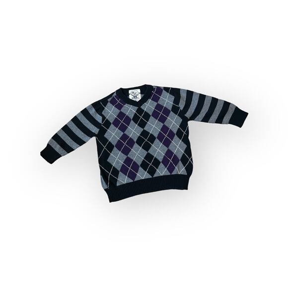 Boys Mixed Knit Argyle V Neck - Picture 1 of 5